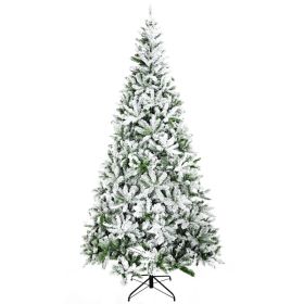 9 Tall Unlit Snow Flocked Pine Artificial Christmas Tree with Realistic Branches, Green