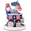 10 Pieces Tiered Tray Decor Farmhouse Mini Wood Signs Decorations for independence Day