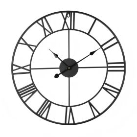 Wall Clock, 24 in Wall Clock Roman Numerals, Battery Operated Non Ticking Silent Classic Decorative Round Clocks
