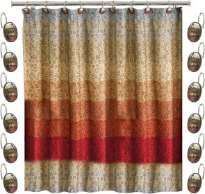12pc Miramar Bathroom Shower Curtain Sets Shower Curtain & 12 Shower Bathroom Hooks Modern Classic Luxury Contemporary Decor Multi Color Shower Curtai