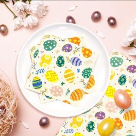 50 pcs 3-Ply Easter Egg Napkins Paper Folded 5 x 5 inch Disposable Easter Egg Cocktail Napkins Paper Dessert Napkin for Dinner Birthday Wedding Party