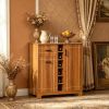 Retro Wine Cabinet Brown Sideboard Serving Bar with Glass Holders 1 Drawer for 6 Bottles Wood Wine Rack for Kitchen Storage