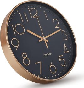 Silent Wall Clock 12 Inch Non-Ticking Wall Clocks Battery Operated for Living Room Decor Modern Wall Clock for Home/Bedroom/Office/Classroom/School/(R
