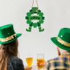 St Patricks Day Wreath St Patricks Day Door Decorations Shamrock Wreath Leprechaun Top Hat Feet Hanging Decor Wooden Front Door Hanger Welcome Sign fo