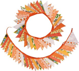 32Ft Orange Fabric Bunting Banner Triangle Flags Party Decorations Cotton Floral Garland Pennant for Autumn Fall Thanksgiving Harvest Birthday Wedding