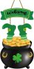 St Patricks Day Decorations St Patricks Day Wreath Door Decorations Wooden Wreaths for Front Door Hanger Gold Coin Jar Leprechaun Feet Welcome Sign Ha