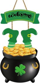 St Patricks Day Decorations St Patricks Day Wreath Door Decorations Wooden Wreaths for Front Door Hanger Gold Coin Jar Leprechaun Feet Welcome Sign Ha