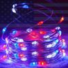 4 Pack 20FT 60LED Red White and Blue Battery Operated Fairy Lights with Timer, 4th of July Battery String Lights Waterproof Outdoor Indoor