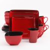 Square Dinner Set of 16 - Red
