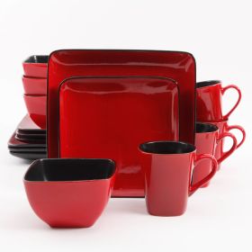 Square Dinner Set of 16 - Red