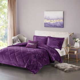 Full/Queen Velvet Comforter Set with Throw Pillow