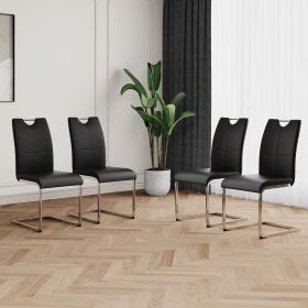 Modern Dining Chairs with Faux Leather Padded Seat Dining Living Room Chairs Upholstered Chair with Chrome Metal Legs Design for Kitchen, Living