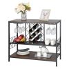 40 Inch Industrial Bar Cabinet, Wine Table for Liquor and Glasses, Sideboard Buffet Cabinet with Glass Holder & Wine Rack