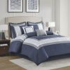 8 Piece Embroidered Comforter Set Navy Queen