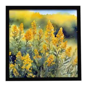 Nebraska Goldenrod in Watercolor Framed Metal Print Bathroom, Kitchen, Office, Home Decor Wall Art Ready to Hang, Square, 8X8