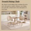 French Country Dining Chairs Set of 2, Upholstered Chairs with Nature Rattan Round Back, Wire drawing and carving techniques ,Disassemblable