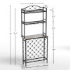 Industrial Wine Rack Bar Table, 3-Tier Liquor Bottle and Glass Holder with Storage Shelves, Metal and Wood Wine Organizer for Home Kitchen