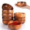 10/5pcs Acacia Wood Breakfast/Dinner Plates, Easy Cleaning