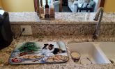 Sheltie Christmas Cookies Dish Drying Mat Absorbent Dish Drying Mat Pad for Kitchen Counter Dish Drainer Mat for Countertop, 14 x 21", Multicolor