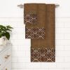 Modern Bathroom Towel Set - 3 Piece Bath, Hand, and Wash Towels - Classic Luxury Contemporary Decor - Beautiful Gold Unique Design Bath Ensemble