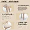 French Country Dining Chairs Set of 2, Upholstered Chairs with Nature Rattan Round Back, Wire drawing and carving techniques ,Disassemblable