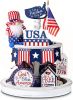 10 Pieces Tiered Tray Decor Farmhouse Mini Wood Signs Decorations for independence Day