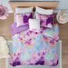Full/Queen Watercolor Tie Dye Printed Comforter Set with Throw Pillow