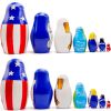 Independence Day Nesting Dolls Set 7 pcs Russian Dolls with Symbols of Independence 4th of July Decorations for Patriotic Decor