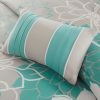 Printed Cotton Sateen Comforter Set Aqua Queen