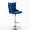Swivel Velvet Barstools Adjusatble Seat Height from 25-33 Inch, Chrome base Bar Stools with Backs Comfortable Tufted for Home Pub and Kitchen Island