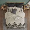 3 Piece Cotton and Flax Linen Blend Comforter Set Natural Full/Queen