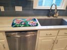 Peonies in Watercolor Dish Drying Mat Absorbent Dish Drying Mat Pad for Kitchen Counter Dish Drainer Mat for Countertop, 14 x 21", Multicolor