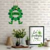 St Patricks Day Wreath St Patricks Day Door Decorations Shamrock Wreath Leprechaun Top Hat Feet Hanging Decor Wooden Front Door Hanger Welcome Sign fo
