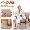 Mid-Century Modern Accent Chair,Upholstered Armchair with Wood Frame and Pillow,Comfort Reading Chair Lounge Chair for Living Room Bedroom,Light Camel