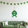 St Patricks Day Wreath St Patricks Day Door Decorations Shamrock Wreath Leprechaun Top Hat Feet Hanging Decor Wooden Front Door Hanger Welcome Sign fo