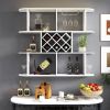 Large Wall Mounted 3 Tier Rustic Bottle Wine Rack,Multifunctional Wooden Wall Mounted Wine Rack,Storage Rack with Wine Glass Holder
