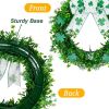 16" St Patricks Day Wreath for Front Door - 28 Clover Green Lights Battery Operated Shamrock Wreath with Bow