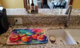 Colorful Apples Dish Drying Mat Absorbent Dish Drying Mat Pad for Kitchen Counter Dish Drainer Mat for Countertop, 14 x 21", Multicolor