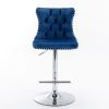 Swivel Velvet Barstools Adjusatble Seat Height from 25-33 Inch, Chrome base Bar Stools with Backs Comfortable Tufted for Home Pub and Kitchen Island