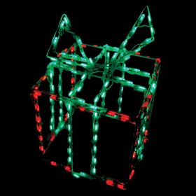 Gift Box 3D LED Display - Red Box Green Bow - 32 in
