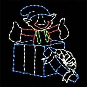 Elf popping out of Gift Box LED Display - 50 in