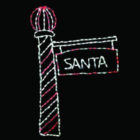 Santa's Light Pole with Sign LED Display - 41 in