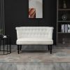 Scandinavian 2 Seater Button Tufted Loveseat Wooden Legs