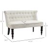 Scandinavian 2 Seater Button Tufted Loveseat Wooden Legs