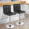 Set of 2 Modern Adjustable Height Bar Stools with PU Leather Swivel Seat