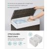 PP Rattan Laundry Hamper Basket w/ 2-Compartment Washable Liner Bag