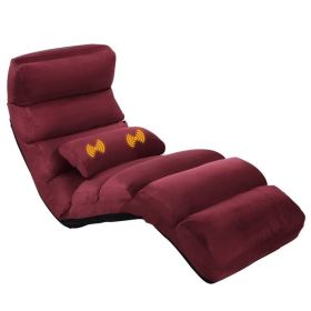 Folding Multi-Position Sofa Bed Lounger Chair with Massage Pillow (Color: Dark Red)