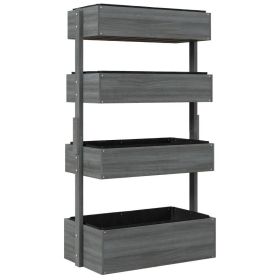 Vertical Wooden Planter Box Raised Bed (Color: grey)