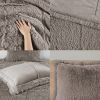 Grey Soft Sherpa Faux Fur 3-Piece Comforter Set with Pillow Shams