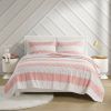 Pink White Stripe Reversible Rainbows Cotton Quilt Set